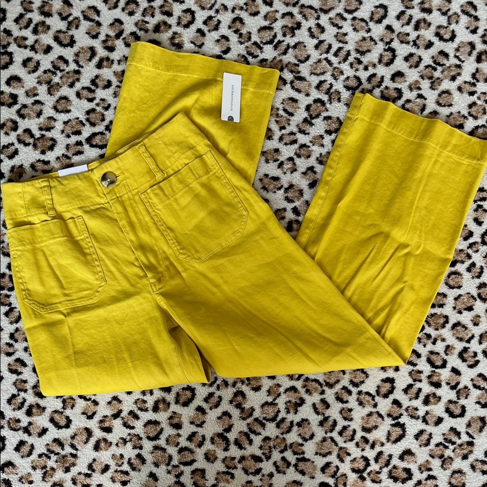 Maeve Mustard Yellow Wide-Leg Pants